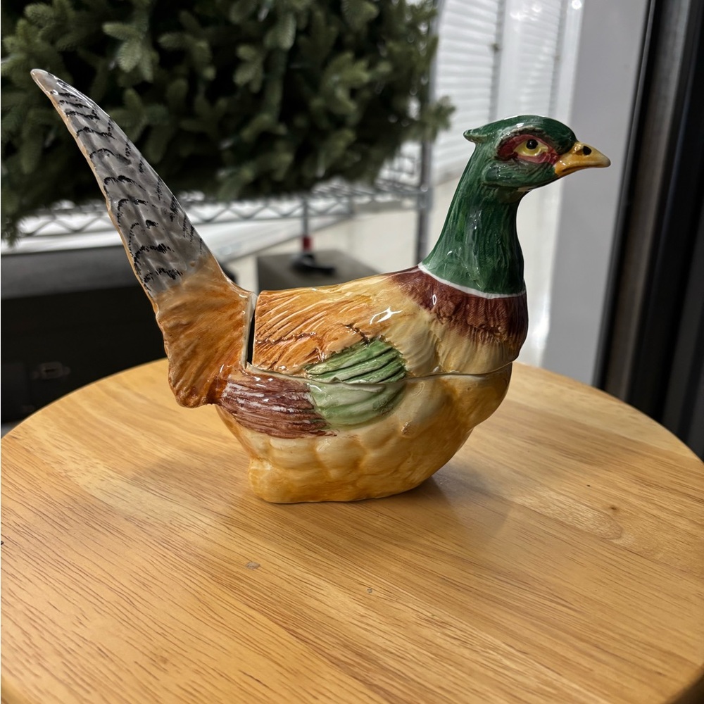 Vietri Ceramic Pheasant Trinket Box Vintage
